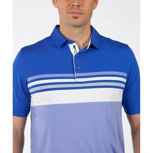 New Bobby Jones XL Performance Chest Stripe Golf Polo Shirt Blue